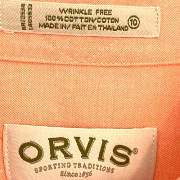 Orvis Button Up Shirt 10 Blouse Salmon Long Sleeve Wrinkle Free Preppy Business - Picture 8 of 8